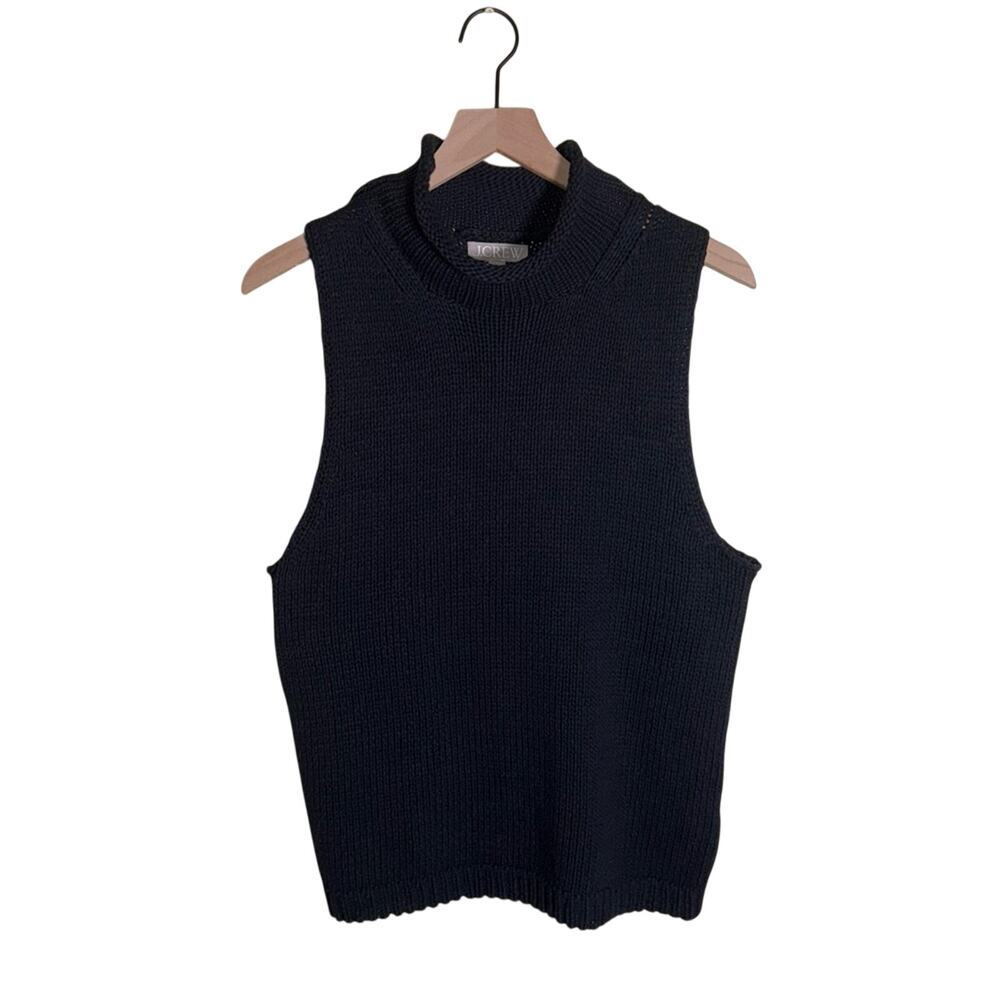 J. Crew Black Sleeveless Knit Turtleneck Sweater Vest EUC